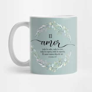 El amor Spanish bible verse 1 Corintios 13 Mug